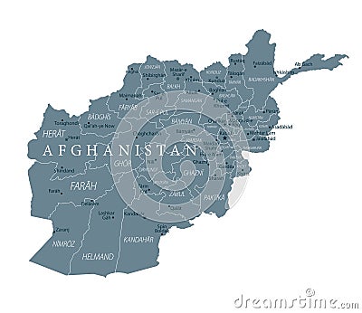 Afghanistan Map Political - Grayscale - Highly detailed vector illustration Cartoon Illustration