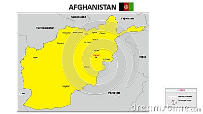 Afghanistan Map. State and district map of Afghanistan. Political map of Afghanistan with the major district Vector Illustration