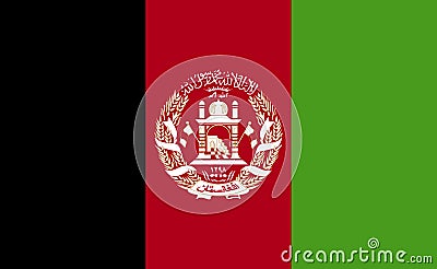 Afghanistan national flag in exact proportions - Vector Cartoon Illustration