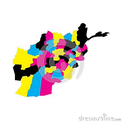 Afghanistan political map of administrative divisions Stock Photo