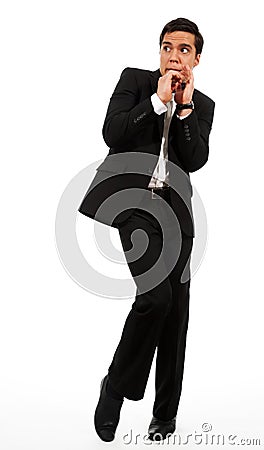 Afraid businessman Stock Photo