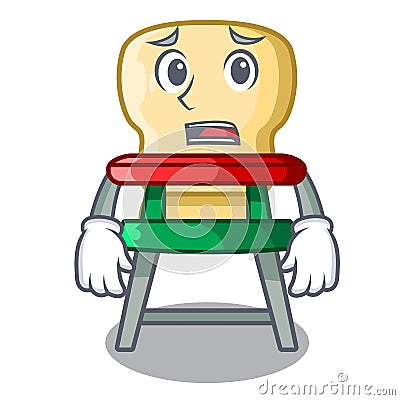 Afraid cartoon baby sitting in the highchair Vector Illustration