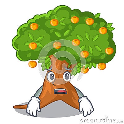 Afraid cartoon orange tree beside the house Vector Illustration