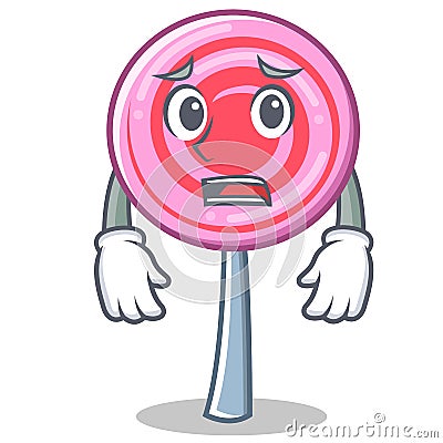 Afraid cute lollipop character cartoon Vector Illustration