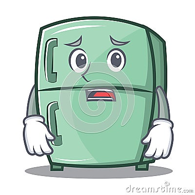 Afraid cute refrigerator character cartoon Vector Illustration