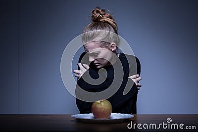 Afraid of eating Stock Photo