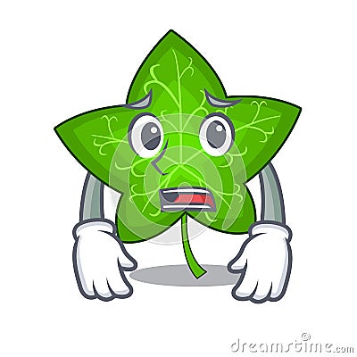 Afraid fresh green ivy leaf mascot cartoon Vector Illustration
