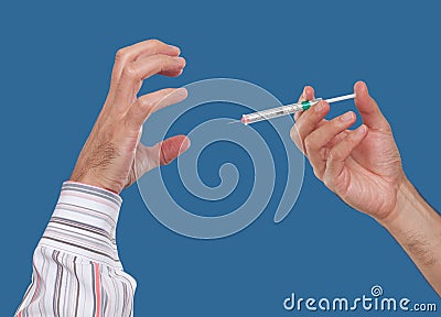 Afraid of injections concept Stock Photo