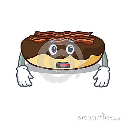 Afraid maple bacon bar mascot cartoon Vector Illustration