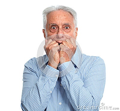 Afraid old man Stock Photo