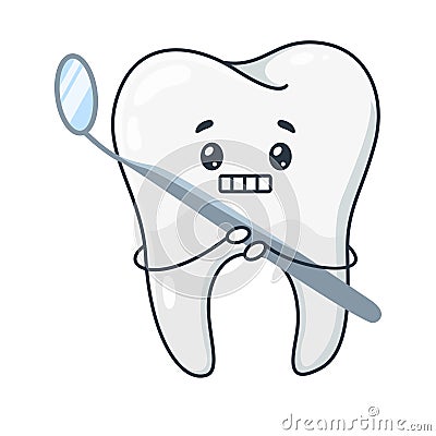 Afraid tooth, frightened of treatment and dentist Vector Illustration