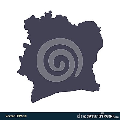 Cote d`Ivoire - Africa Countries Map Icon Vector Logo Template Illustration Design. Vector EPS 10. Vector Illustration