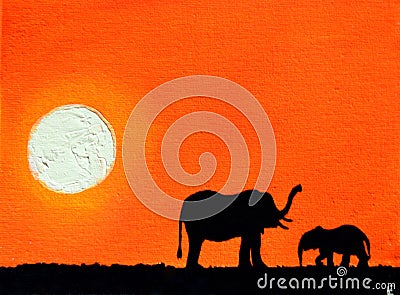 Africa. African safari. The sun. African sun. Elephants. Stock Photo