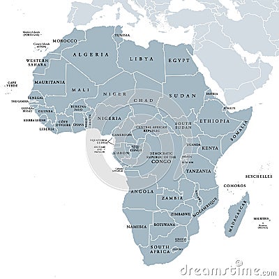 Africa, single countries, gray political map Vector Illustration