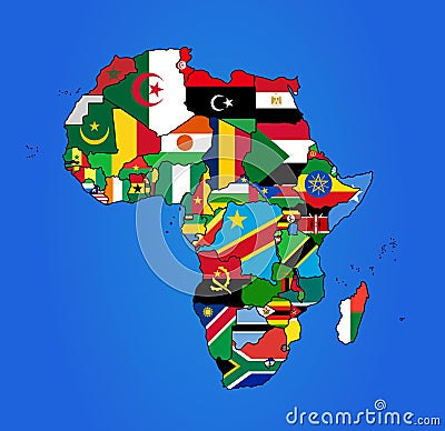 Africa Flag Map Vector Illustration