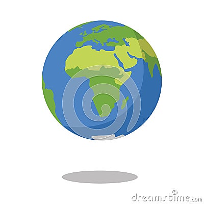 Africa isolated on white background Flat planet Earth icon Vector illustration. Vector Illustration