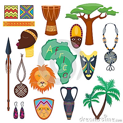 Africa jungle tribal and ancient safari vector illustration. Vector Illustration