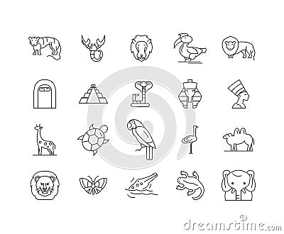 Africa line icons, signs, vector set, outline illustration concept Vector Illustration