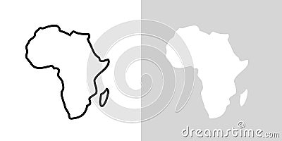 Africa line map vector icon. African outline continent art flat coutour isolated african shape map Vector Illustration