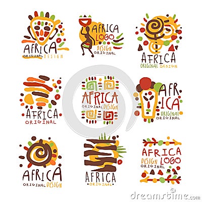 Africa logo original design. Travel to Africa colorful hand drawn vector llustrations Vector Illustration