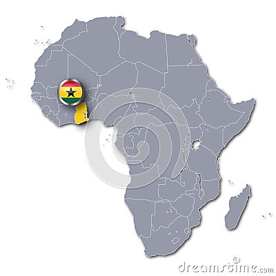 Africa map with Ghana Stock Photo