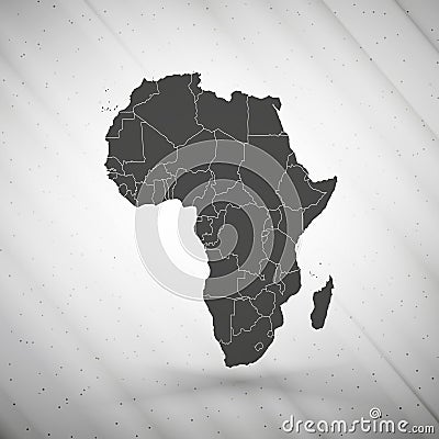 Africa map on gray background, grunge texture Vector Illustration