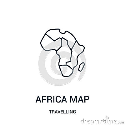 africa map icon vector from travelling collection. Thin line africa map outline icon vector illustration. Linear symbol Vector Illustration