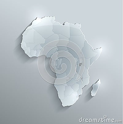 Africa political map glass card paper 3D Vector Illustration