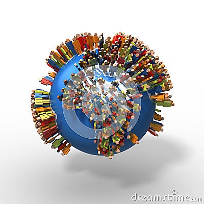 Africa Population, World Globe with stylized human figures, Africa Stock Photo