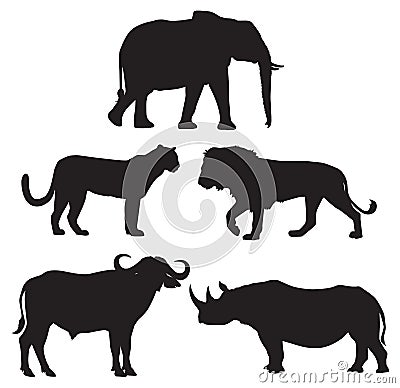 Africa`s Big Five Animals Stock Photo
