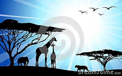 Africa / safari - silhouettes Vector Illustration