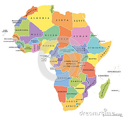 Africa single states political map Vector Illustration