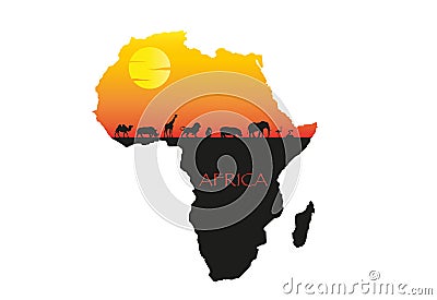 Africa sunset minimal illustration Cartoon Illustration