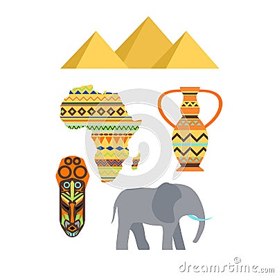 Africa symbols and travel vector set. Vector Illustration