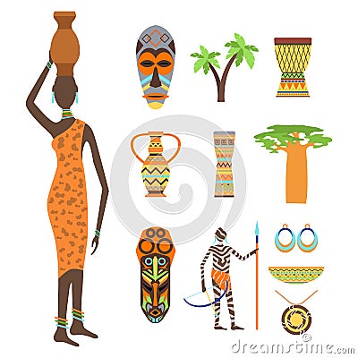 Africa symbols and travel vector set. Vector Illustration