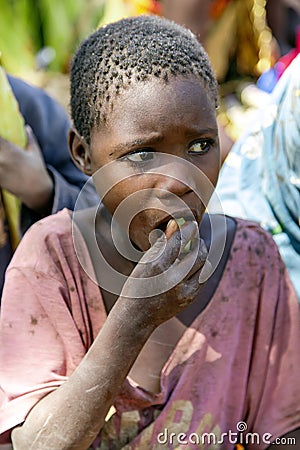 Portrait african girl of the Hadzabe tribe Editorial Stock Photo