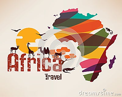 Africa travel map, decrative symbol Vector Illustration