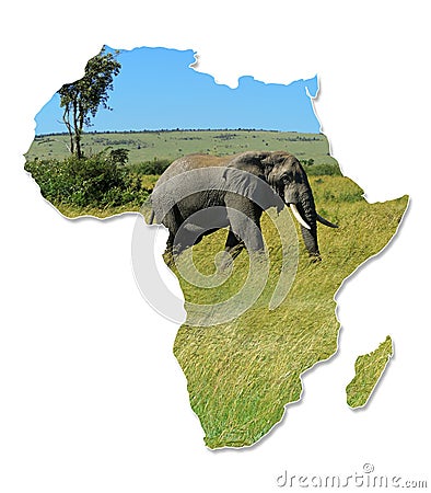 Africa Wildlife Map Design Stock Photo