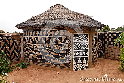 African adobe hut Stock Photo
