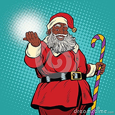 African American black Santa Claus Vector Illustration