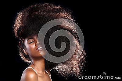 African American Black Woman With Big Hair Stock Photo