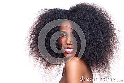 African American Black Woman With Big Hair Stock Photo
