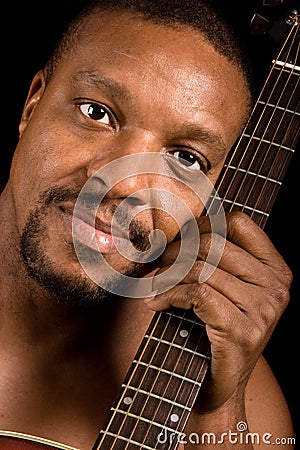 African american blues player Stock Photo