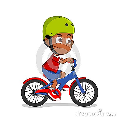 African american boy riding a bicycle Stock Photo