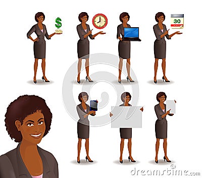 African American business woman set 2 Vector Illustration
