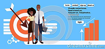 African american businessman headset operator woman successful business strategy financial target concept female male Vector Illustration