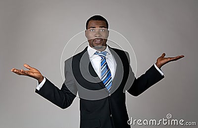 African American businessman looking puzzled Stock Photo