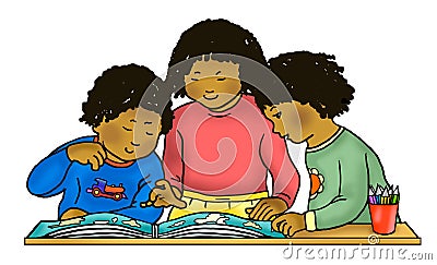 African American children reading Stock Photo