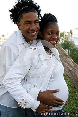 African american couple pregnant Stock Photo