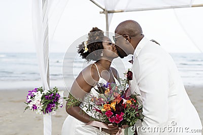 African American couple`s wedding day Stock Photo